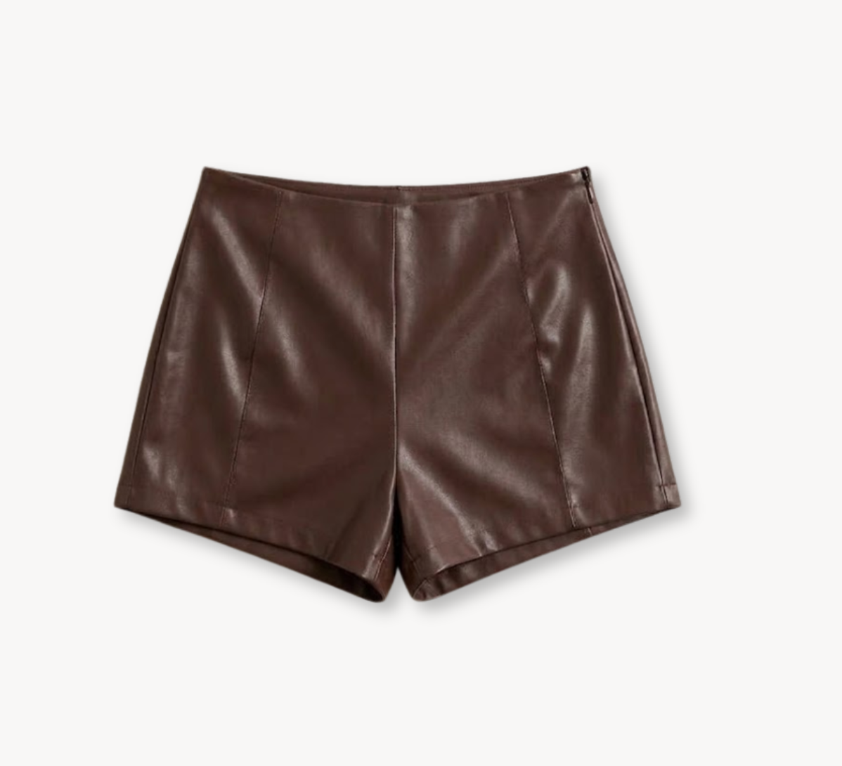 Brown Faux Leather Shorts