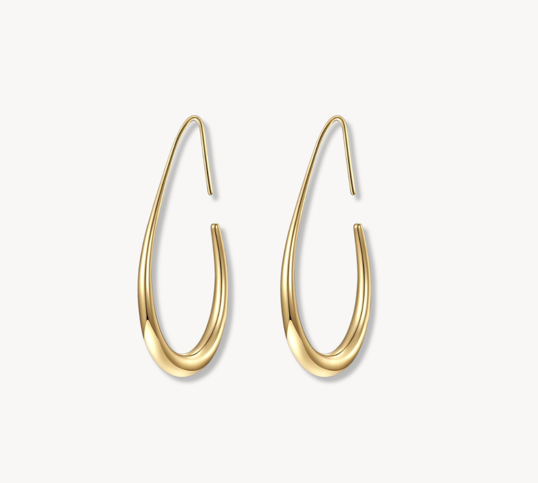 Gold Teardrop Hoop Earrings