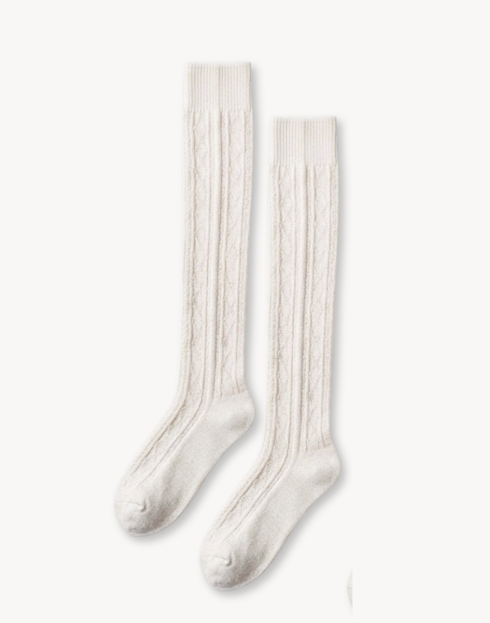 Cream Thigh-High Socks